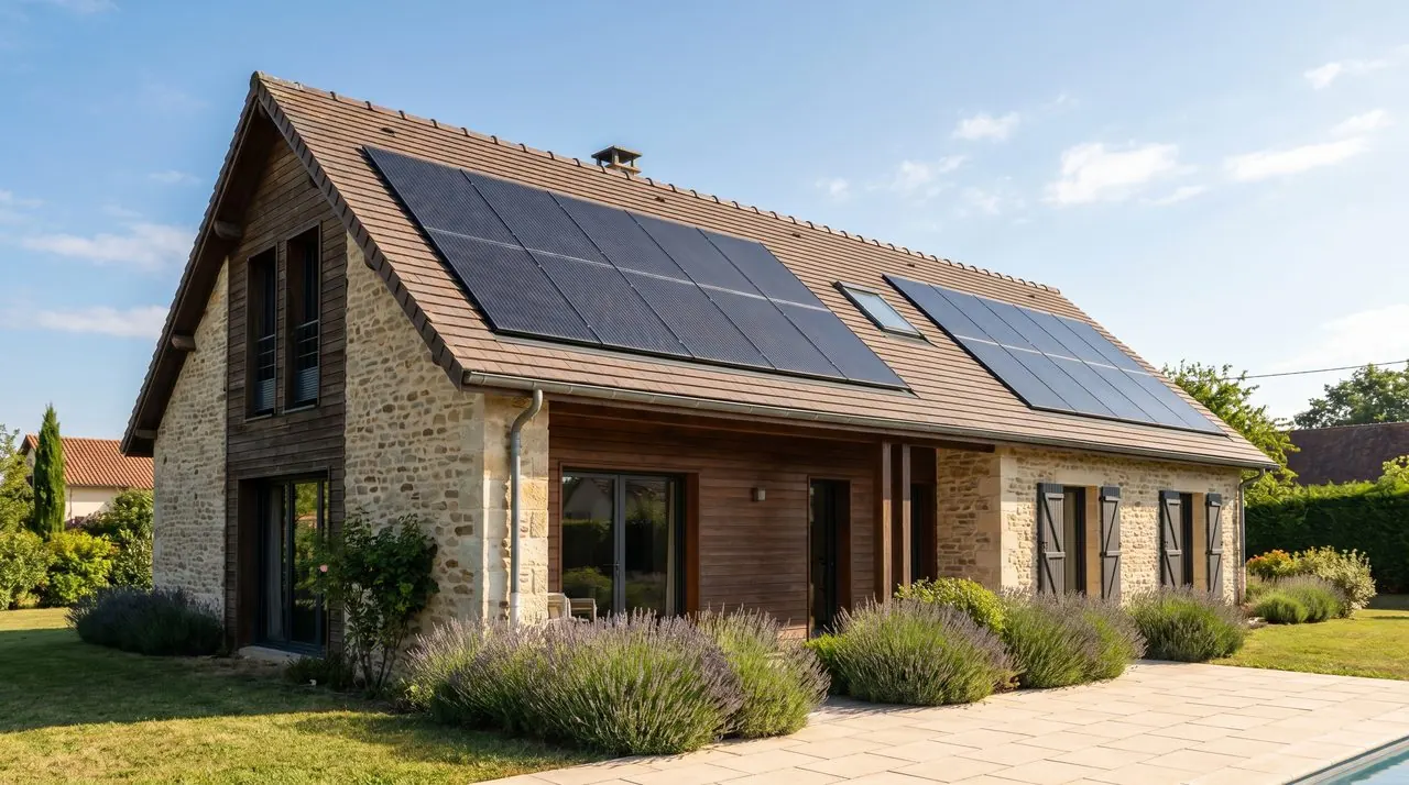 Maison avec panneaux solaires